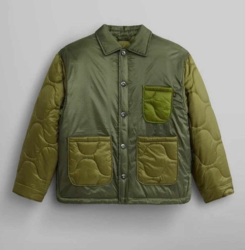 Alpha Industries Insulated Chore Coat Green Ripstop Quilted Jacket S